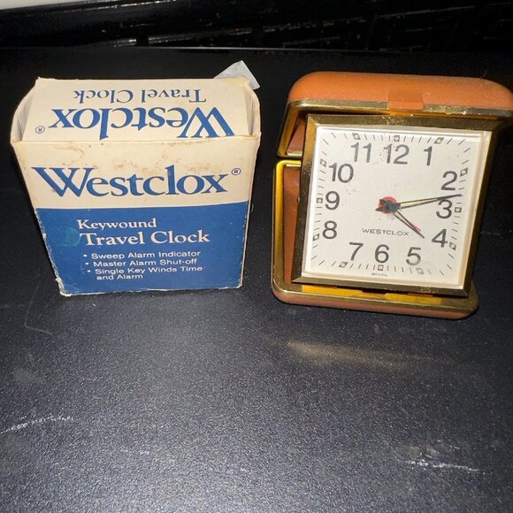 Westclox Keywound Travel Alarm Clock Vintage WORKS - Picture 1 of 15